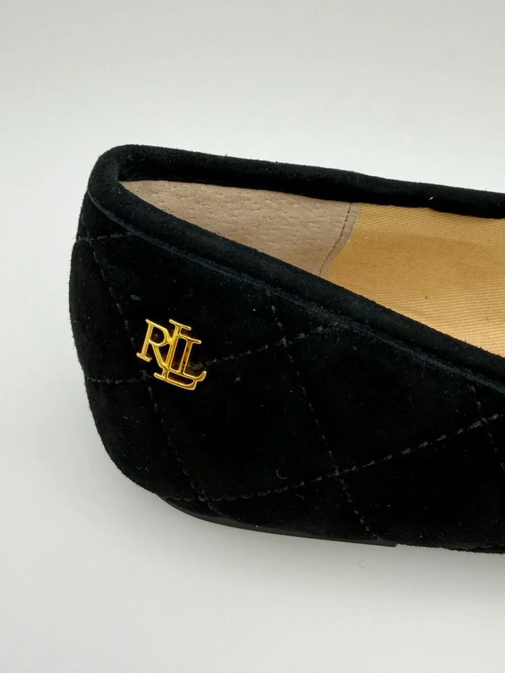 Lauren Ralph Lauren Jayna Women's Black Velvet Quilted Ballet Flats Bow US 5.5 B